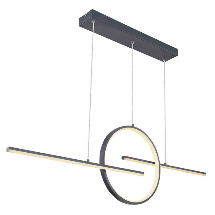 Suspension anthracite en métal, Wieger, 50W, blanc chaud à froid réglable LED, avec télécommande