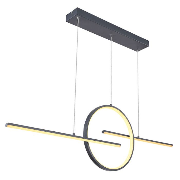 Suspension anthracite en métal, Wieger, 50W, blanc chaud à froid réglable LED, avec télécommande
