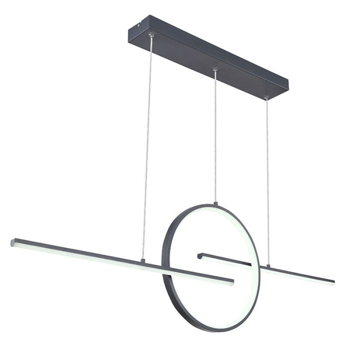 Suspension anthracite en métal, Wieger, 50W, blanc chaud à froid réglable LED, avec télécommande