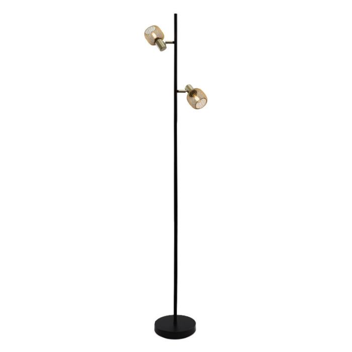 Lampadaire doré industriel, Emado, avec interrupteur
