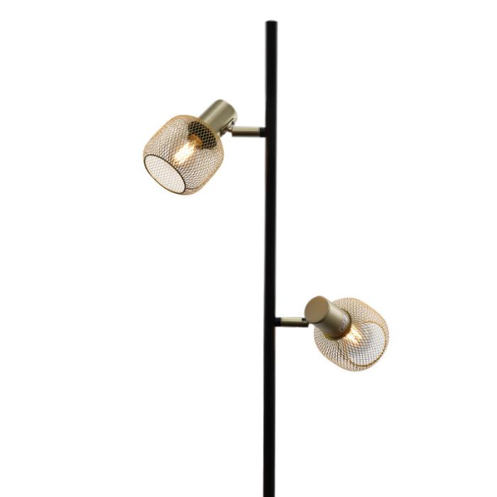 Lampadaire doré industriel, Emado, avec interrupteur
