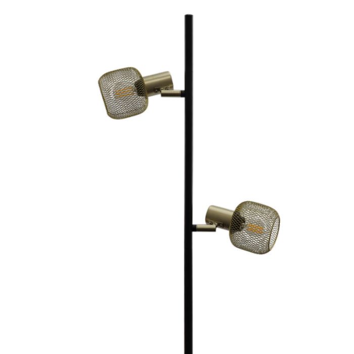 Lampadaire doré industriel, Emado, avec interrupteur