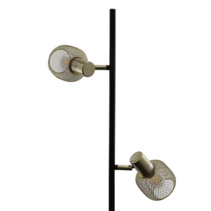 Lampadaire doré industriel, Emado, avec interrupteur