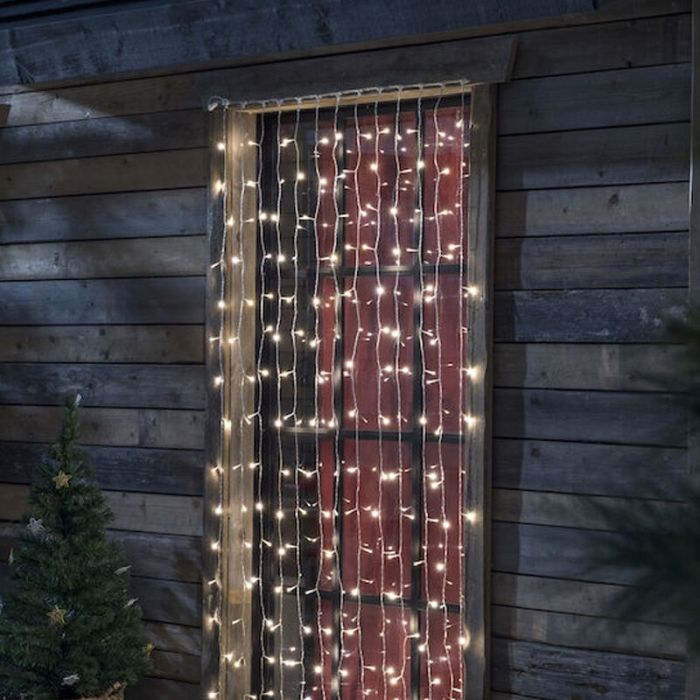Rideau lumineux de Noël, 2,25 x 1,5 mètres, blanc chaud, IP44, avec 12 fonction contrôleur