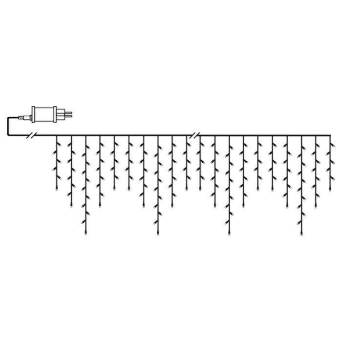 12 mètres guirlande stalactite connectable, 70 cm de haut, blanc chaud, IP44, de base
