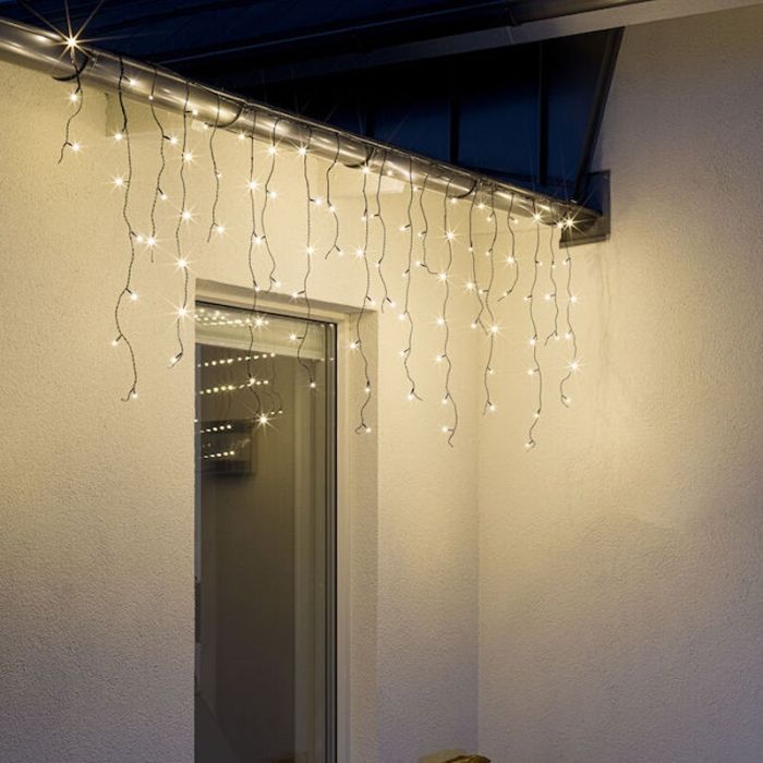 15 mètres guirlande stalactite connectable, 70 cm de haut, blanc chaud, IP44, de base