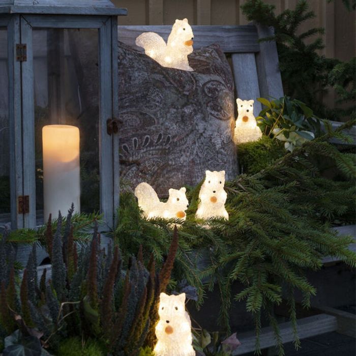 Écureuils LED, motifs de Noël 3D - Lot de 5, pour une utilisation intérieure et extérieure