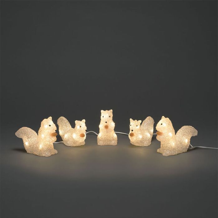 Écureuils LED, motifs de Noël 3D - Lot de 5, pour une utilisation intérieure et extérieure