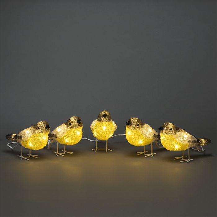5 oiseaux LED, pour l'intérieur et l'extérieur