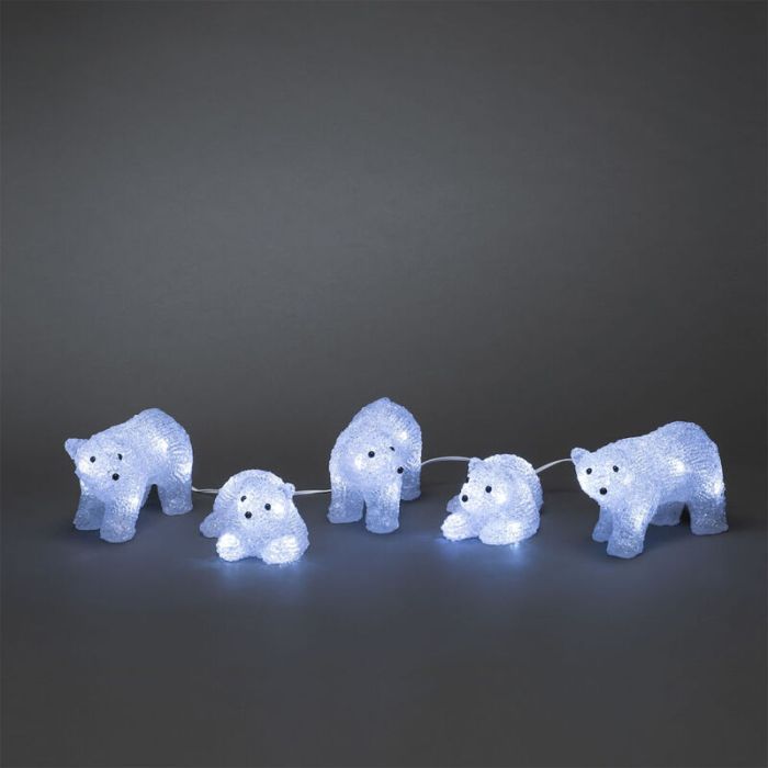 Ours polaires à LED, motifs de Noël - Lot de 5, pour usage intérieur et extérieur