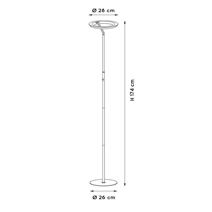 Lampadaire moderne noir, Celeste, 21W, 2700K LED, avec variateur tactile