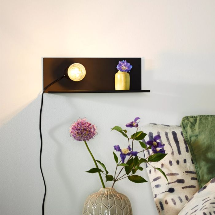 Applique murale moderne noire, Sebo, avec interrupteur