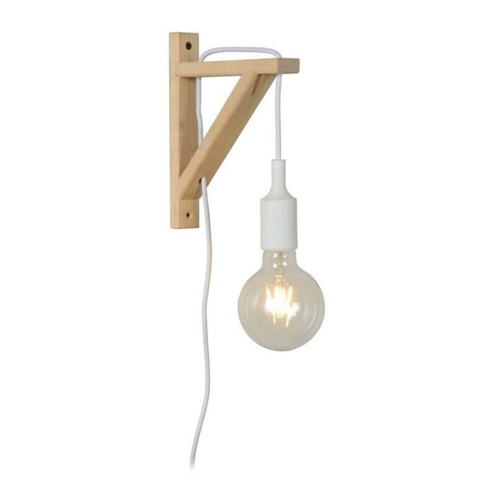 Applique murale en bois blanche, Fix, avec interrupteur