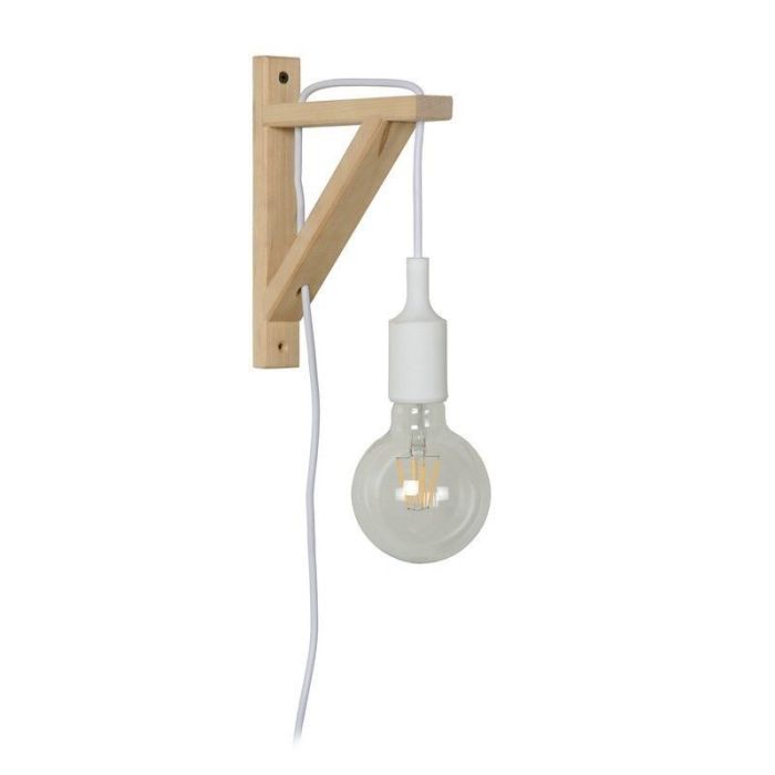 Applique murale en bois blanche, Fix, avec interrupteur