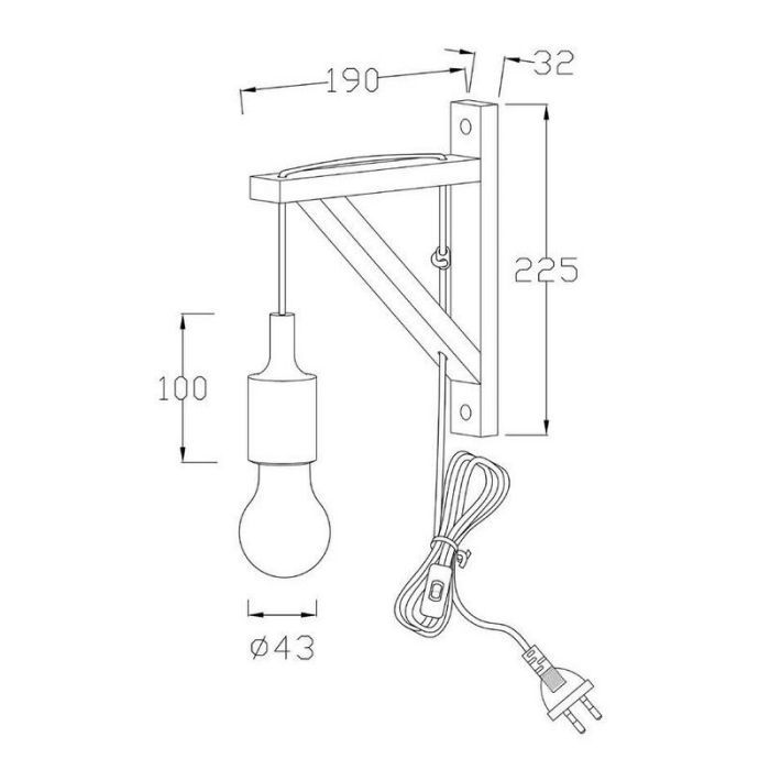 Applique murale en bois blanche, Fix, avec interrupteur