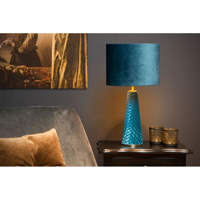Lampe de table rétro bleue, Extravaganza Velvet, avec interrupteur