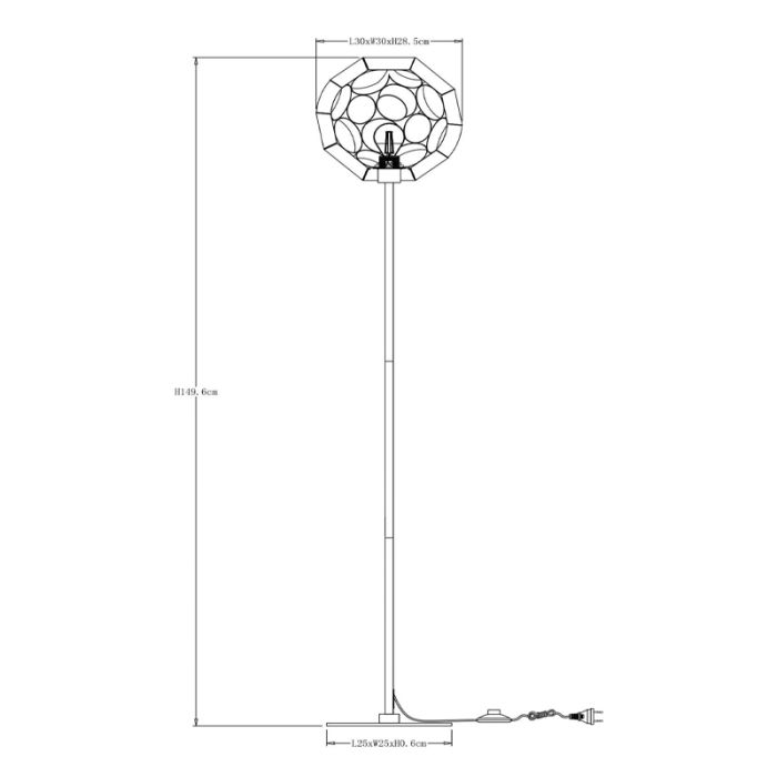 Lampadaire moderne noir, Hannelore