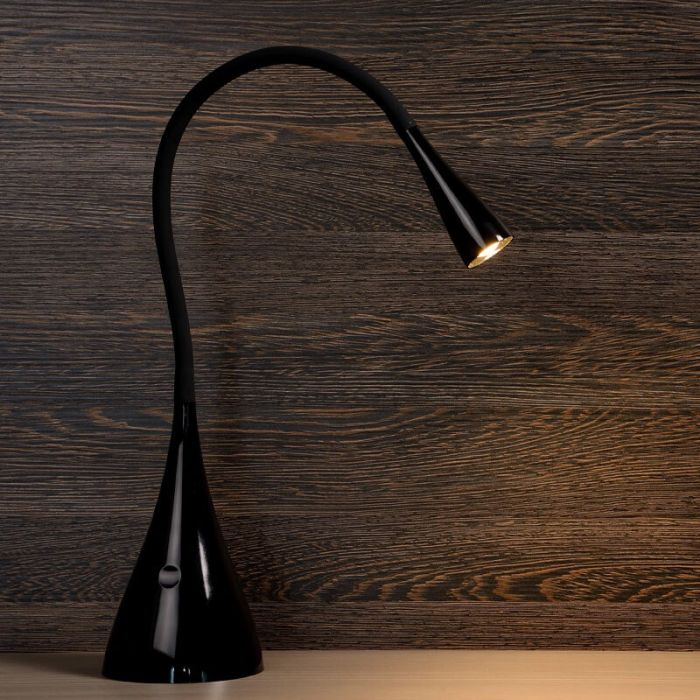 Lampe de bureau moderne noire, Zozy, 3W, 3000K LED, avec variateur tactile