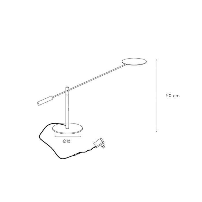 Lampe de bureau moderne noire, Anselmo, 9W, 3000K LED, avec variateur tactile