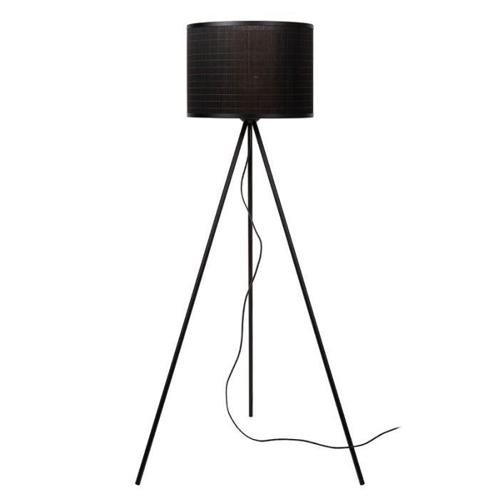 Lampadaire trépied en bambou noir, Tagalog, avec interrupteur