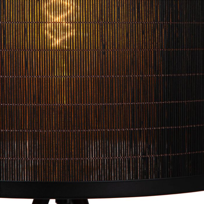 Lampadaire trépied en bambou noir, Tagalog, avec interrupteur
