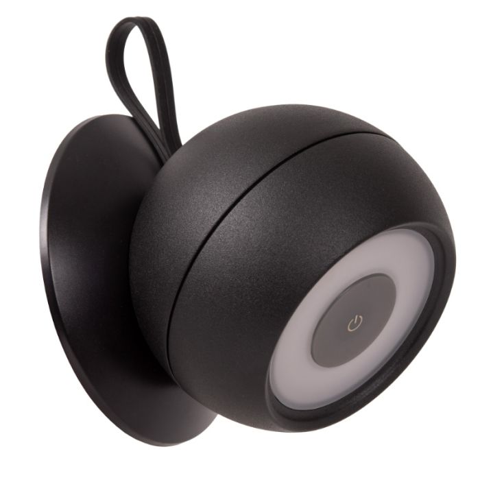 Applique murale rechargeable moderne noire, Lunex, 2W, 3000K LED, IP54, avec interrupteur