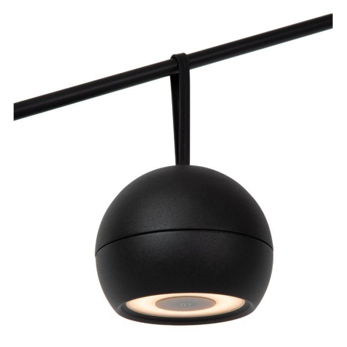 Applique murale rechargeable moderne noire, Lunex, 2W, 3000K LED, IP54, avec interrupteur