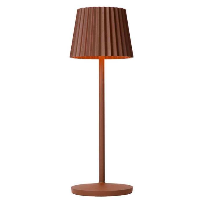 Lampe de table extérieur rustique couleur rouille, Justine, 2W, 2700K LED, IP54, avec variateur tactile