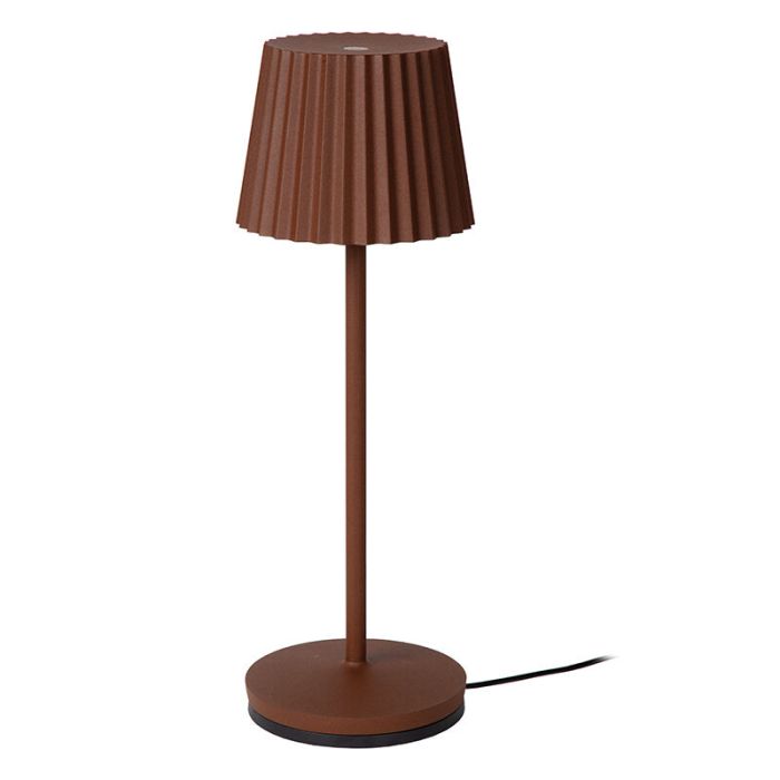 Lampe de table extérieur rustique couleur rouille, Justine, 2W, 2700K LED, IP54, avec variateur tactile