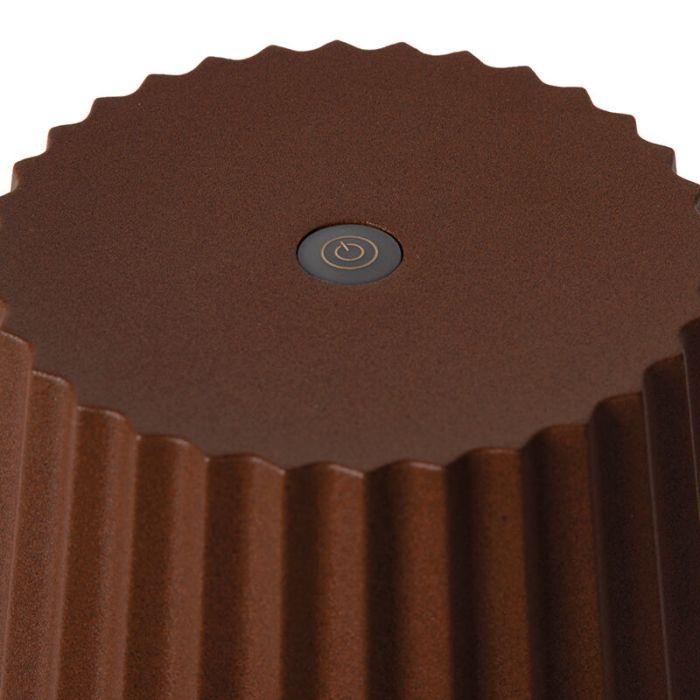 Lampe de table extérieur rustique couleur rouille, Justine, 2W, 2700K LED, IP54, avec variateur tactile