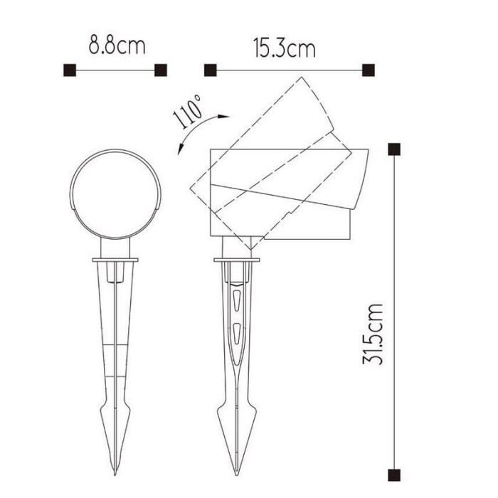Spot à piquer extérieur moderne anthracite, Manal, 12W, 3000K LED, IP65