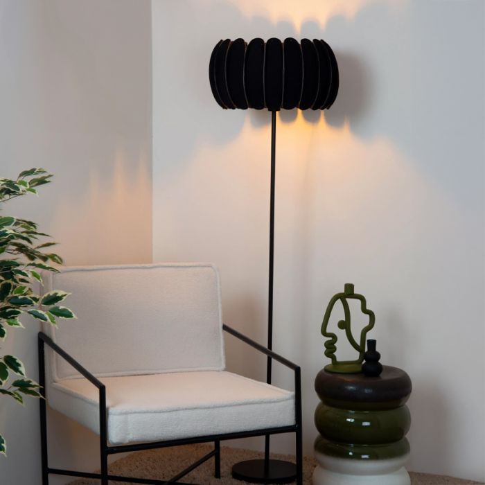 Lampadaire moderne noir, Spencer, avec interrupteur