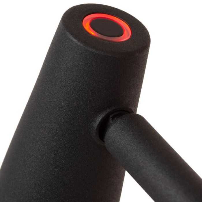Lampe de table rechargeable moderne noire, Stirling, 3W, 2700K LED, avec variateur tactile