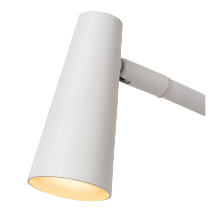 Lampadaire rechargeable moderne blanche, Stirling, 3W, 2700K LED, avec variateur tactile