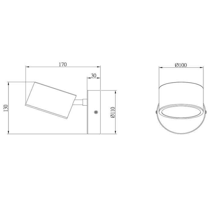 Applique murale moderne taupe, Gian, 9W, 2700K LED