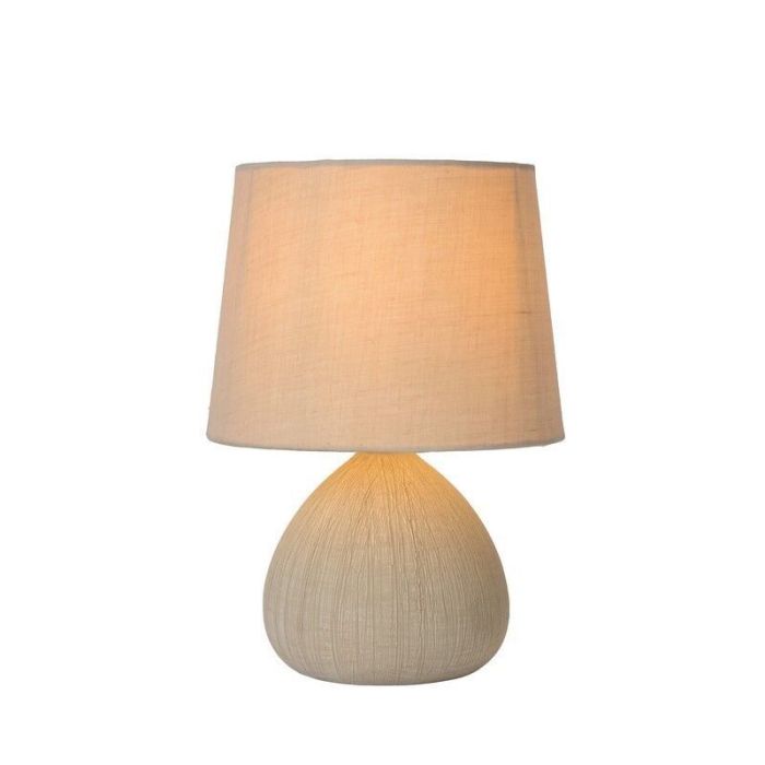 Lampe de table en céramique beige, Ramzi, avec interrupteur