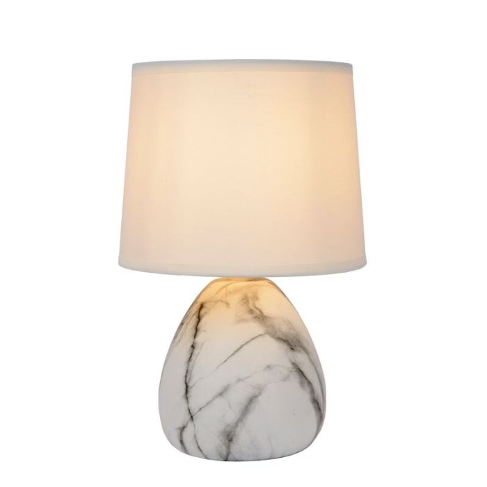 Lampe de table en céramique blanche, Marmo, avec interrupteur
