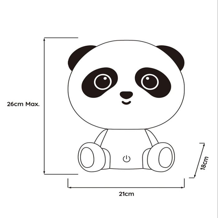 Lampe de table pour enfants noire, Dodo Panda, 3W, 4000K LED