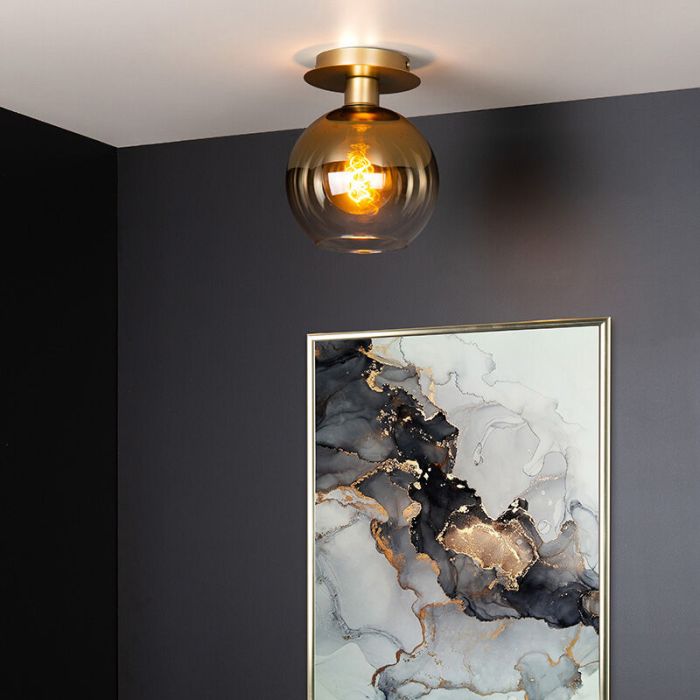 Lampe plafond rétro dorée, Marius