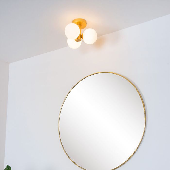 Plafonnier salle de bain moderne doré, Trudy, IP44