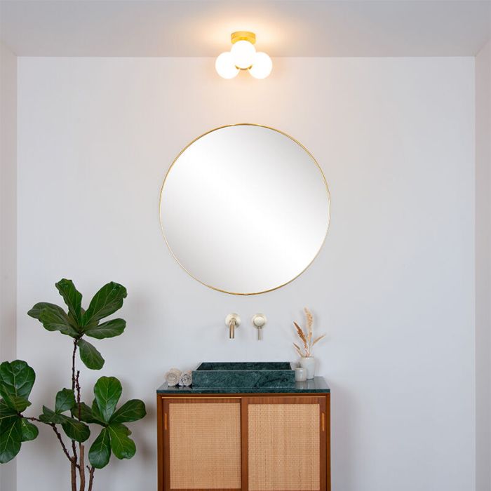 Plafonnier salle de bain moderne doré, Trudy, IP44