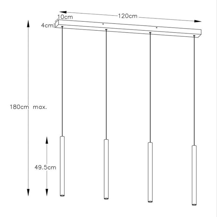 Suspension moderne noire, Lorenz, 4W, 3000K LED
