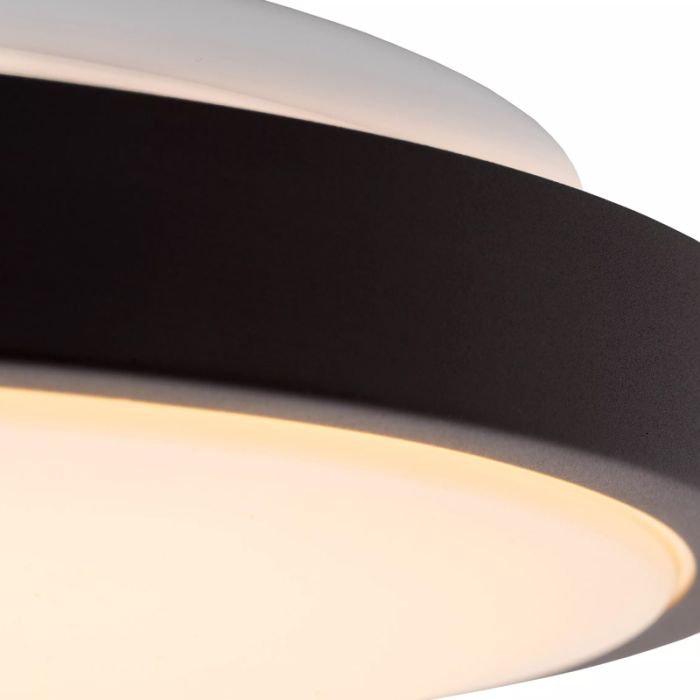 Plafonnier salle de bain moderne noir, Dasher, 18W, 2700K LED, IP44