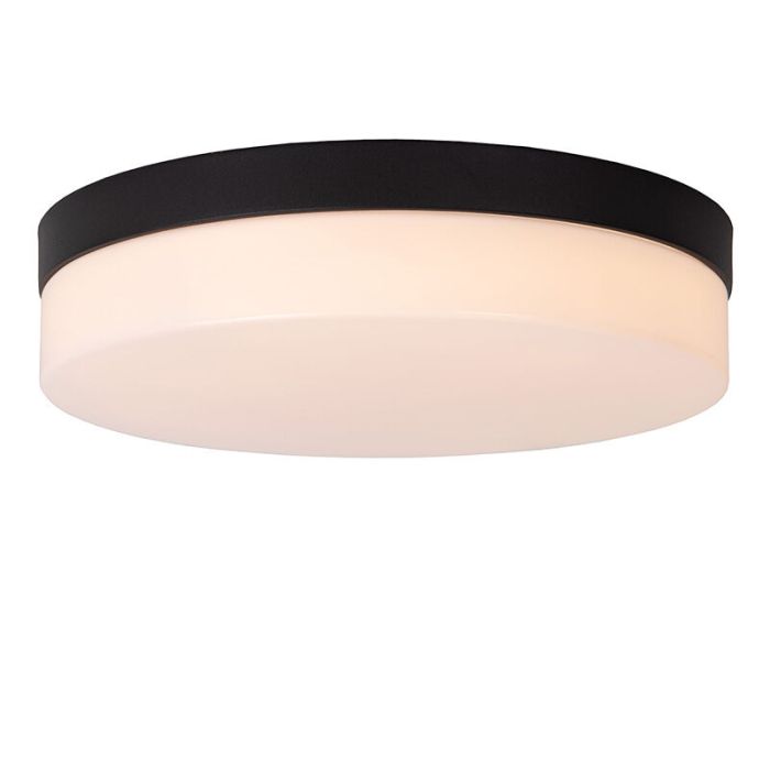 Plafonnier salle de bain en plastique noir, Biskit, 18W, 2700K LED, IP44