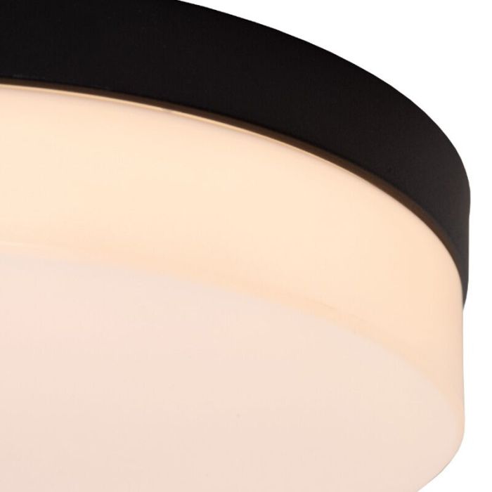 Plafonnier salle de bain en plastique noir, Biskit, 18W, 2700K LED, IP44