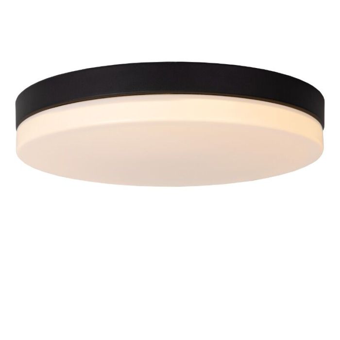 Plafonnier salle de bain en plastique noir, Biskit, 36W, 2700K LED, IP44