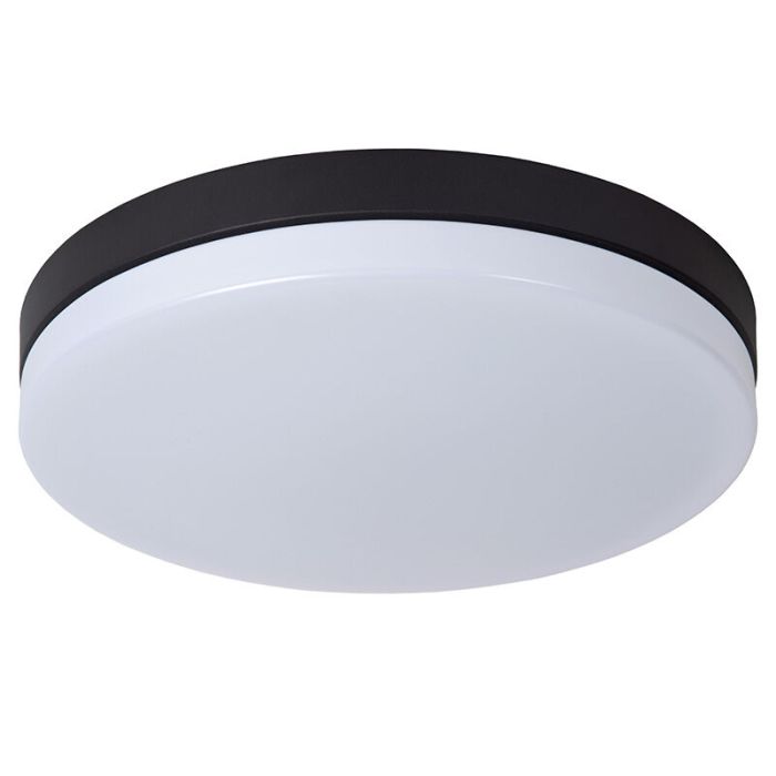 Plafonnier salle de bain en plastique noir, Biskit, 36W, 2700K LED, IP44
