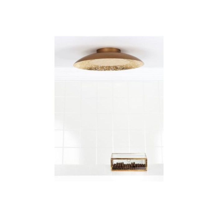 Lampe plafond moderne dorée, Foskal, 12W, 2700K LED