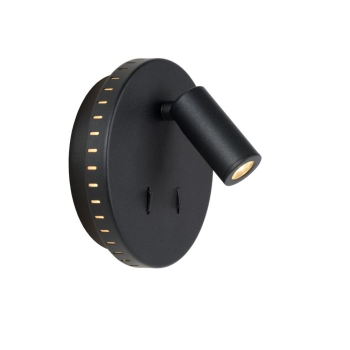 Applique murale moderne noire, Bentjer, 6W, 3000K LED, avec interrupteur