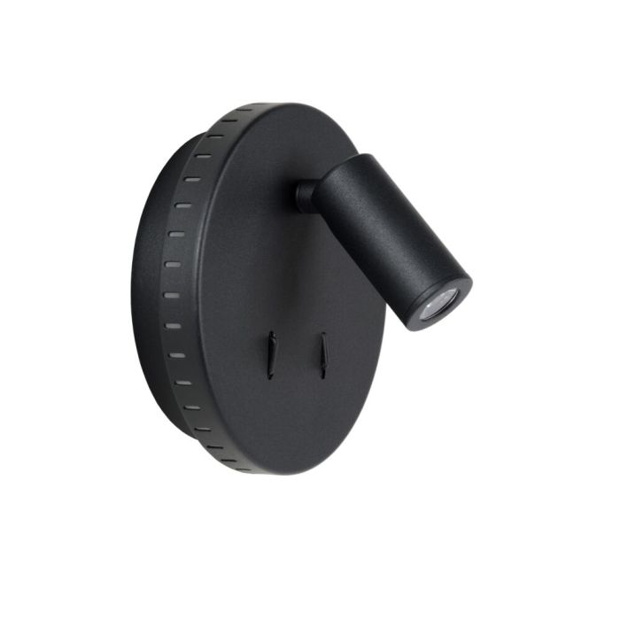 Applique murale moderne noire, Bentjer, 6W, 3000K LED, avec interrupteur